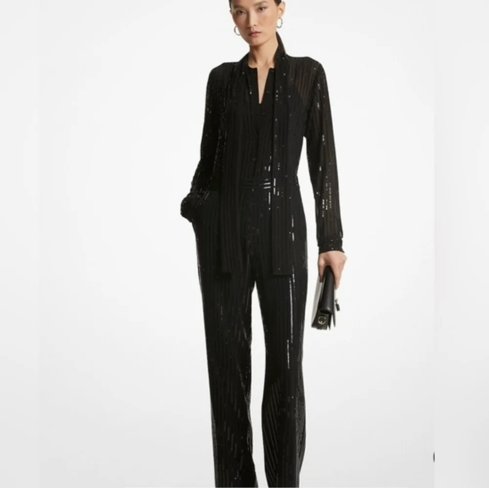 Michael Kors Black Sequin Jumpsuit